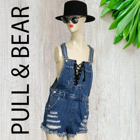 Pull & Bear Denim - Pull & Bear Women's Overall Denim Jean Shorts NWT